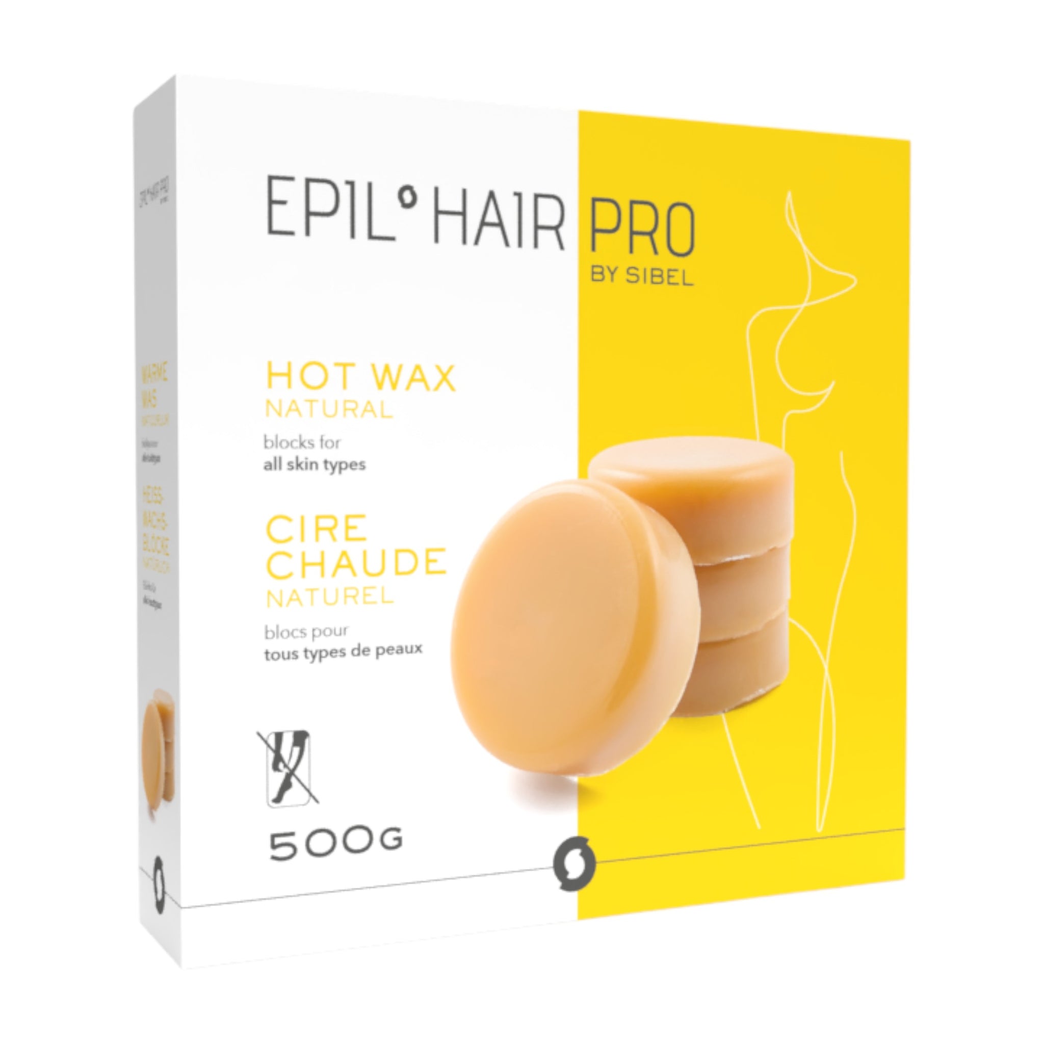 Hair removal wax in blocks - Yellow, 500 g - Sibel 