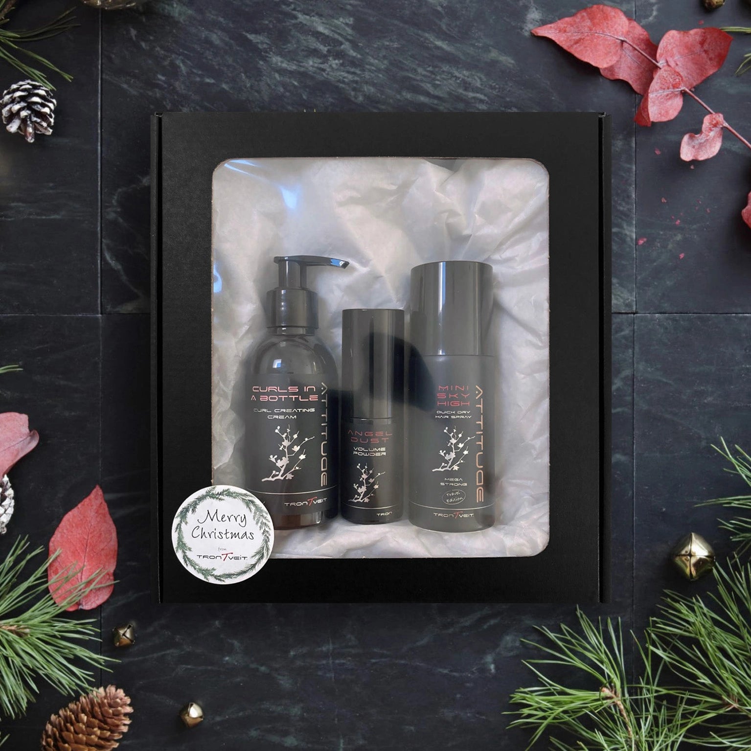 Krøllecreme + Volume Powder + Hårspray - ATTITUDE Styling Gaveæske