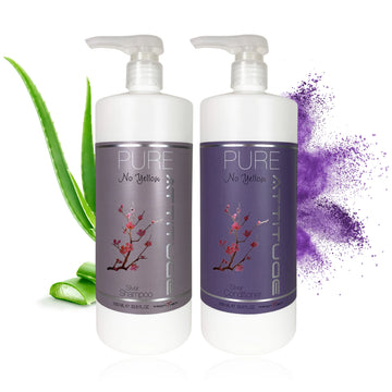 No Yellow Shampoo og Conditioner, 1000 ml. - PURE ATTITUDE
