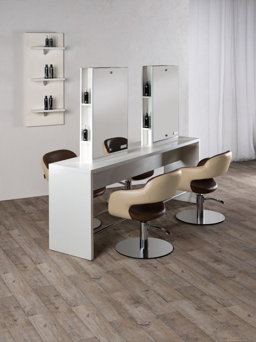 Brooklyn Frisørspejl m. 4 pladser, Firkantet - Salon Ambience