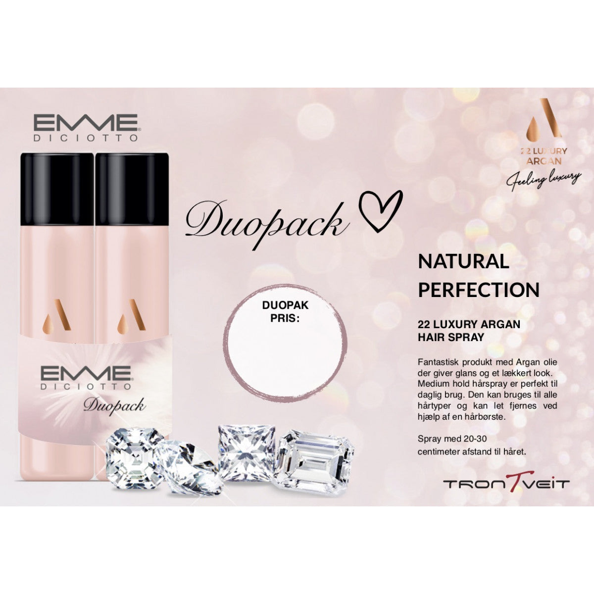 22 Luxury Argan Hair Spray, 300 ml. - EMME DICIOTTO
